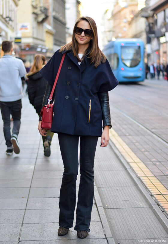 StyleZagreb.com, street style look Iva Marija Ramljak, moda jesen, kratki navy kaput