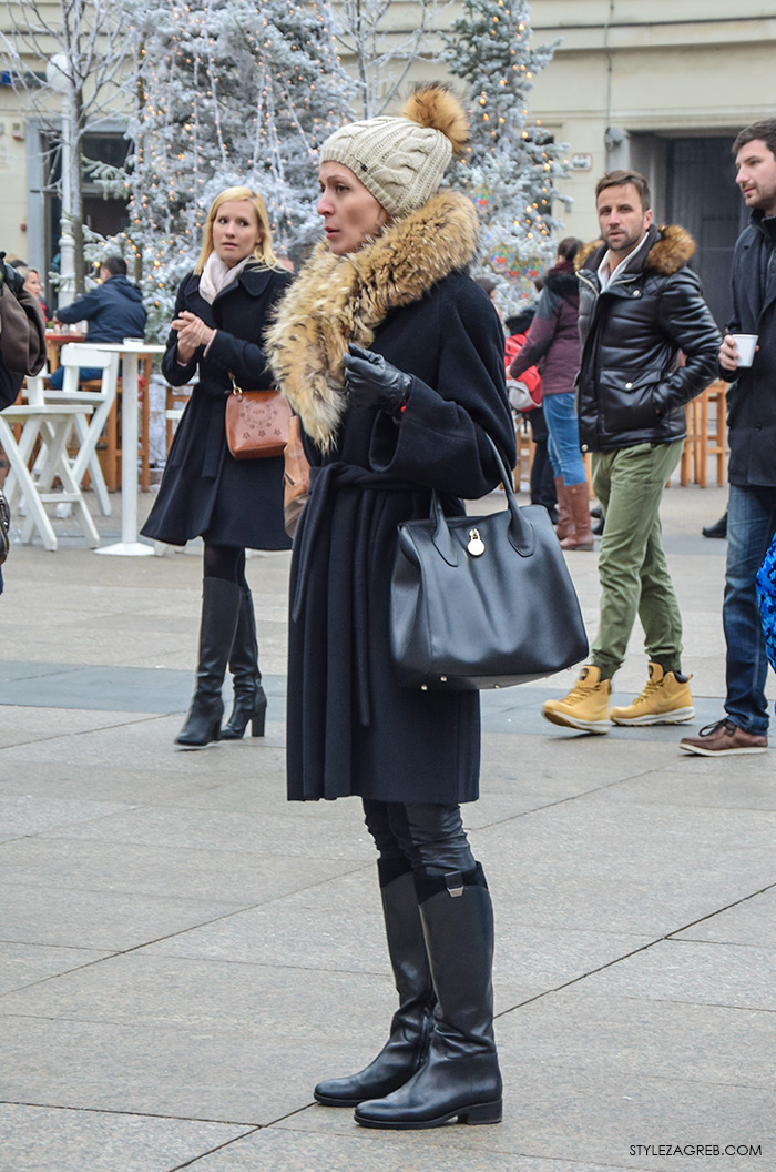 Advent Zagreb street style moda, kako kombinirati kaput i čizme do koljena