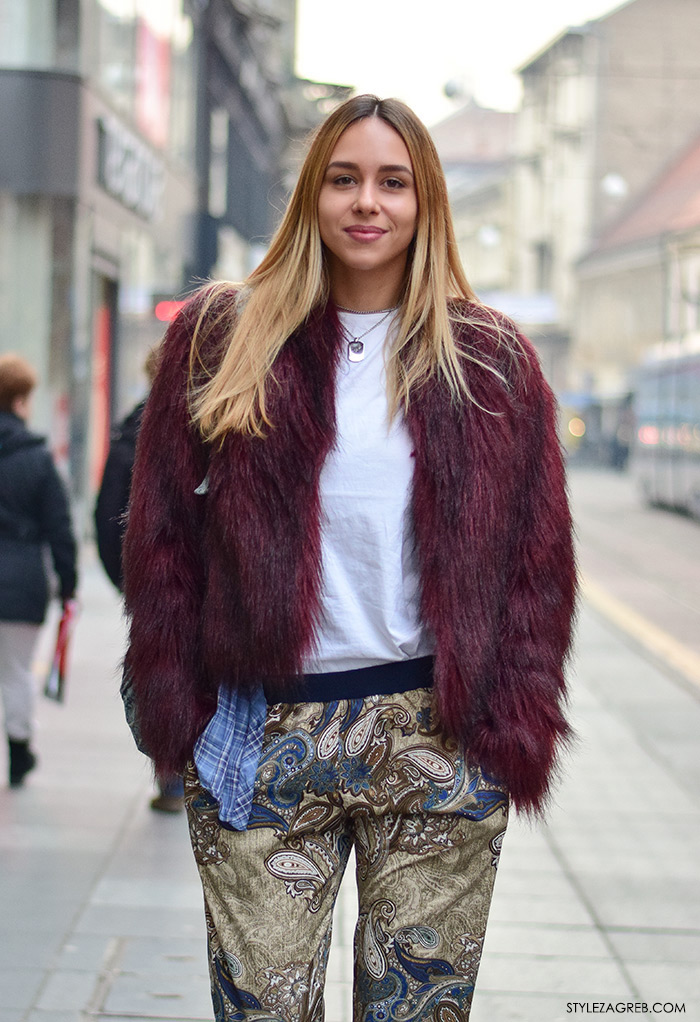 Zagreb street style, bundice od krzna i bijele tenisice, Tija Malik, studentica dizajna