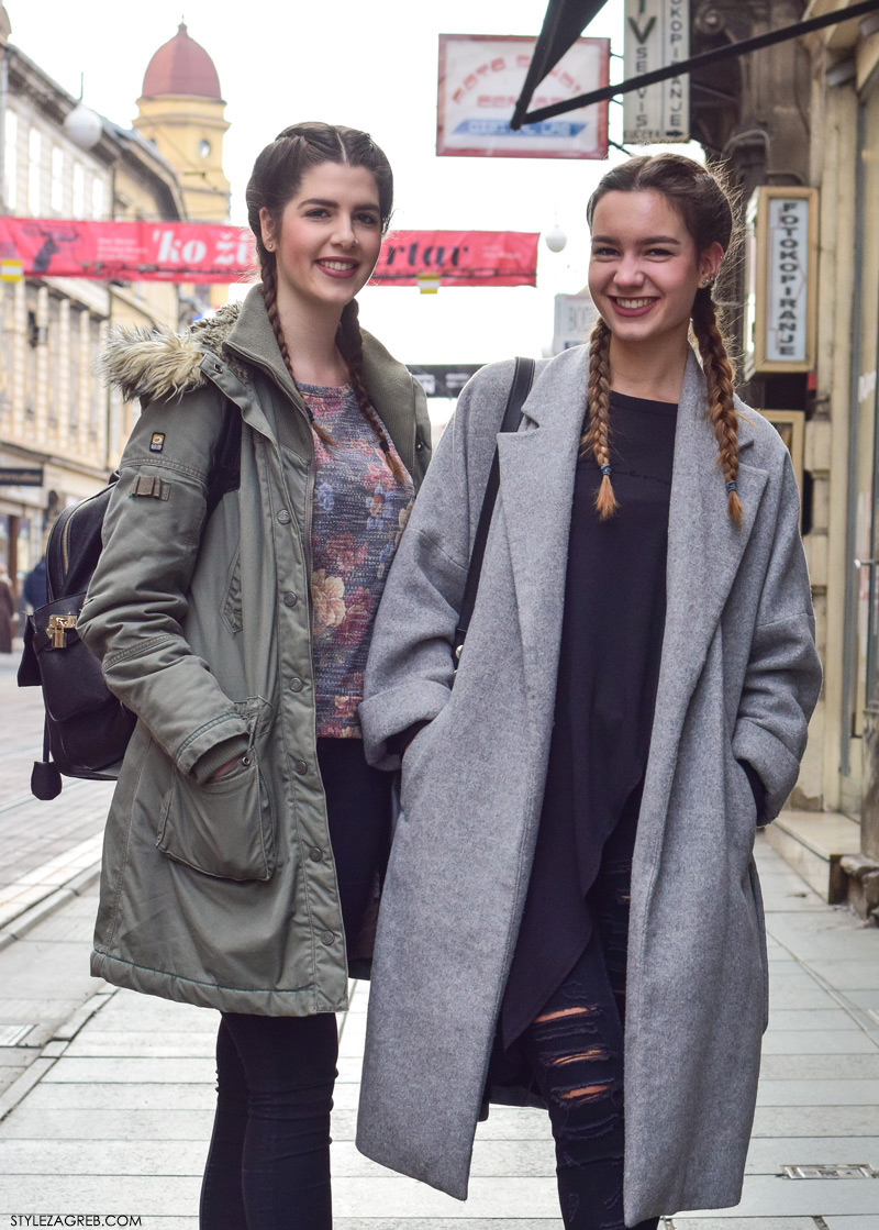 Zagreb street style frizure kako isplesti pletenice street style look frendice Paula Vuko i Adriana Vidović