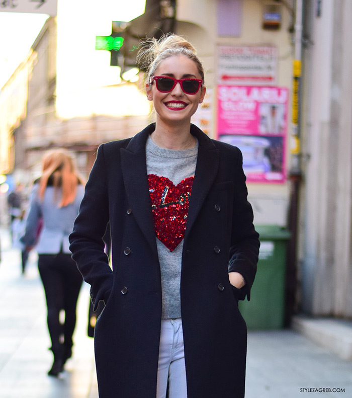 Ideje za dnevni stajling, ulična moda 2016 Zagreb street style Sara Gulin, Valentinovo, udruga žena, super žena, gloria časopis za žene, život i zdravlje, poslovna žena, zadovoljna žena