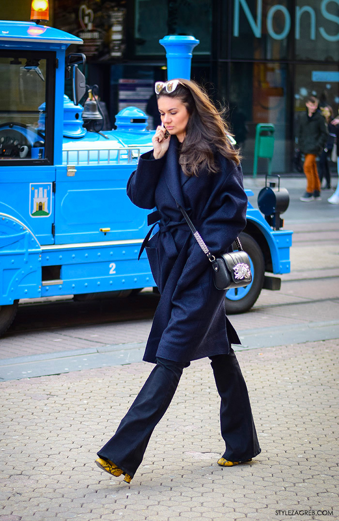 zagreb street style ulična moda trapezice kako nositi trapezice i navy duži kaput