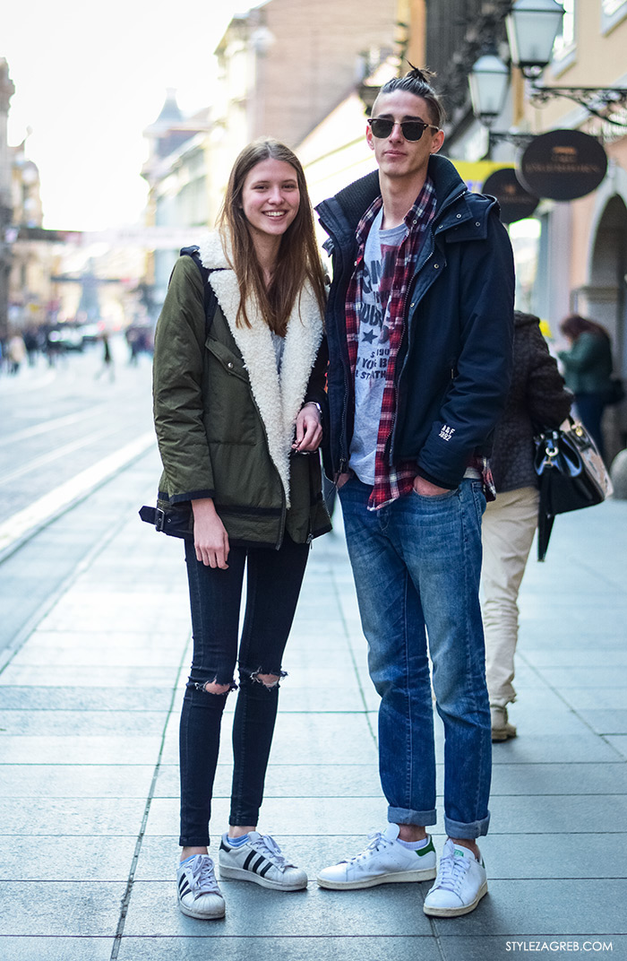 Manekenka Sara Sorić i Fran Matijević, srednjoškolci, street style Zagreb, žena moda fashion hr zagrebačka špica modne kombinacije