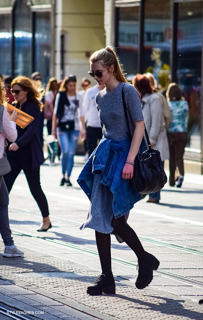 siva midi pletena haljina kako nositi, cro moda street style zagreb žena ulična moda fashion hr zagrebačka proljetna špica modne kombinacije trend portal zena hr