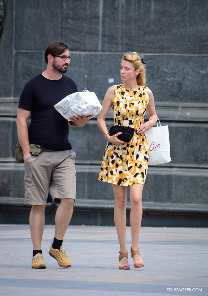 street style Zagreb, ulična ženska moda lipanj 2016 stylish par na Trgu bana Jelačića