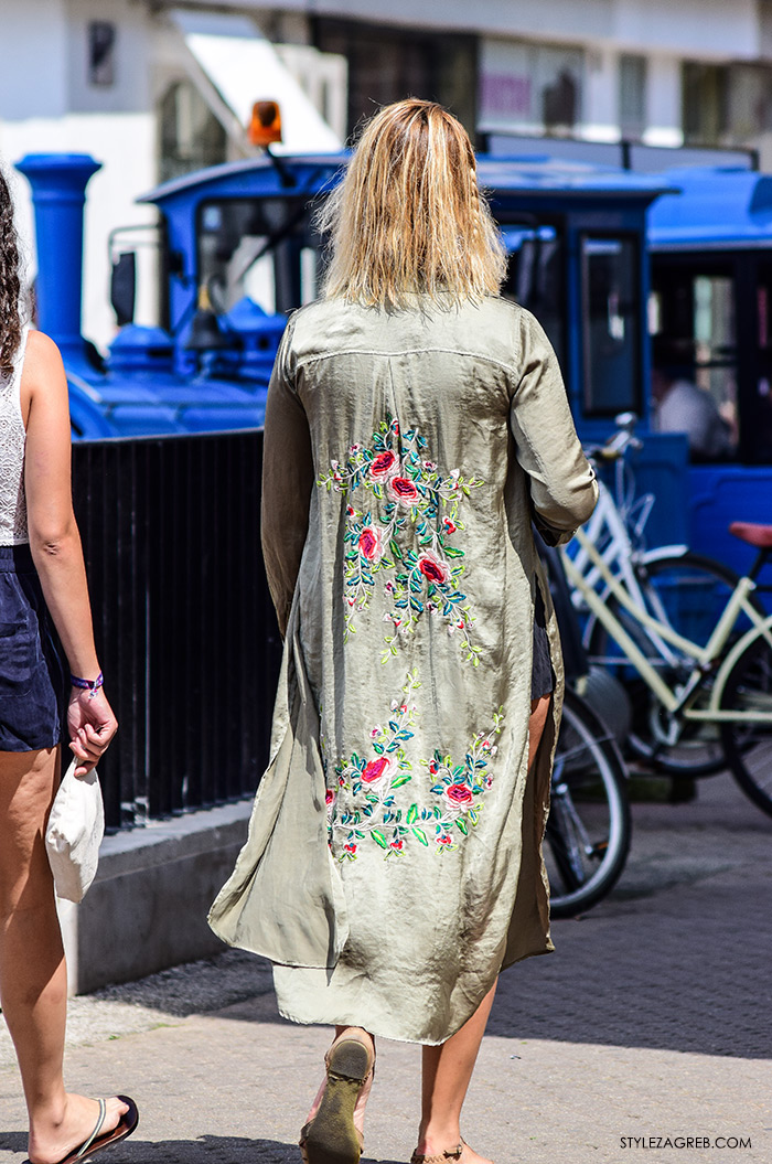 Ljeto ženska moda zagrebačka špica, street style Zagreb, duga košulja izvezenih leđa