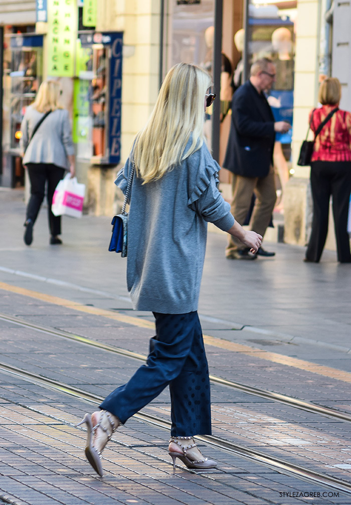 Odvjetnica Ana Olivari Pavličić, Poslovna moda 2016 jesen žena savjeti kako zagreb street style ulična moda kombinacije poslovni look outfit styling suknja-hlače, vesta s volanima, Gucci ženska torbica, Valentino cipele zakovice