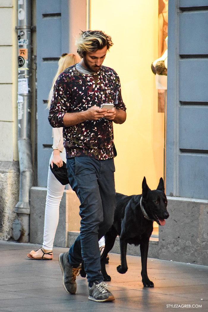  Street style Zagreb jesen 2016 muška moda, dečko i crni pas