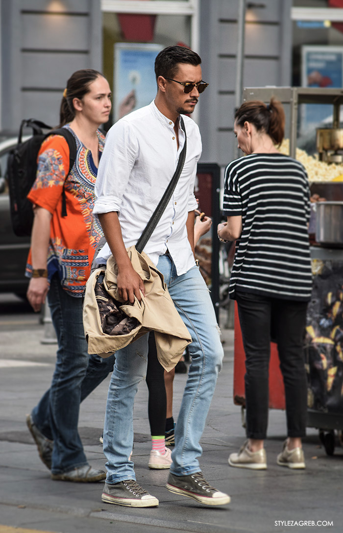 Marko Tolja, Street style Zagreb jesen 2016 muška moda, kombinacije gdje kupiti bijela košulja, traperice, starke, baloner