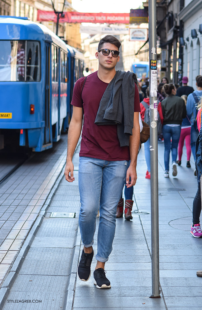  Street style Zagreb jesen 2016 muška moda, podvrnute traperice i crne tenisice