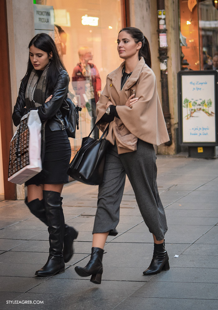 Style Zagreb ulična moda culottes zima 2016 sStyle Zagreb com. Street style Slavica i Ana Josipović, Nekoliko ideja inspiriranih stylingom s pelerinom, suknja-hlačama i gležnjačama