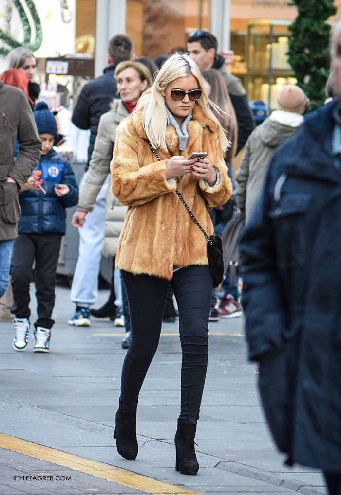 Bundice street style Zagreb ženska moda zima 2017, new faux fur coats and how fashion blogger wear them, stylish womens fashion, winter fashion 2017, Bundice: Kakvi modeli i krojevi se nose u Zagrebu, bundice od umjetnog krzna, roza crna zelena bundica vintage look kako kombinirati, Ana_Barbić Instagram