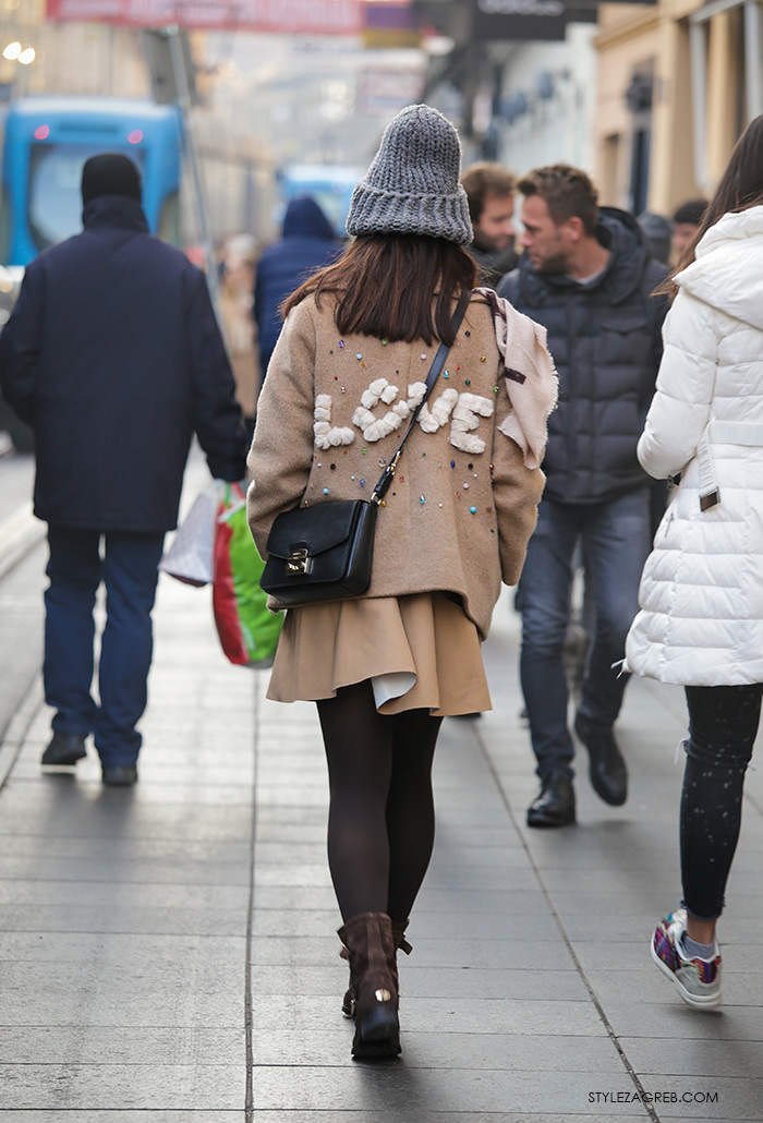 Shop best of Zagreb winter look, Sonja Lamut dizajn LOVE kaputić Instagram street style Zagrem moda hratska moda hrvatski dizajn