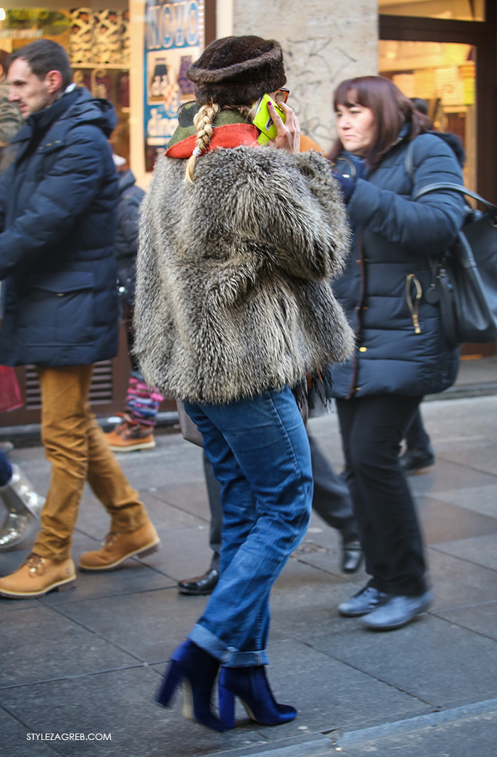 Shop best of Zagreb winter look, velvet blue ankle boots