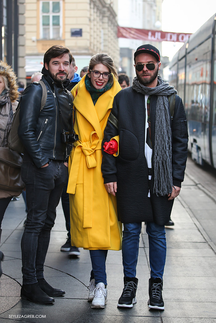 Street Style Zagreb Croatia, Mate Rončević Instagram, John Pavlish, Ivana Pavić žuti kaput i bijele tenisice