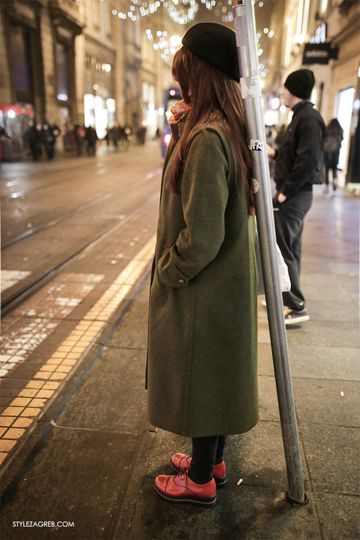 women's winter fashion what to wear street style how to wear green coat and red shoes