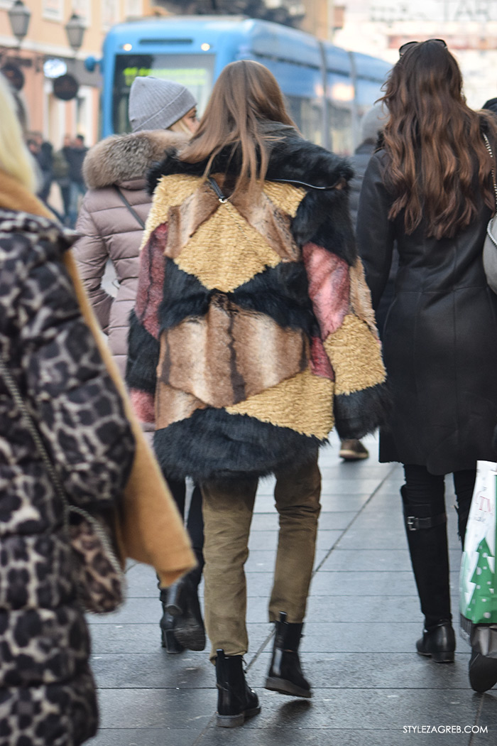 Style Zagreb street style zimska ulična moda, bundica gdje kupiti, faux fur coat where to buy how to wear