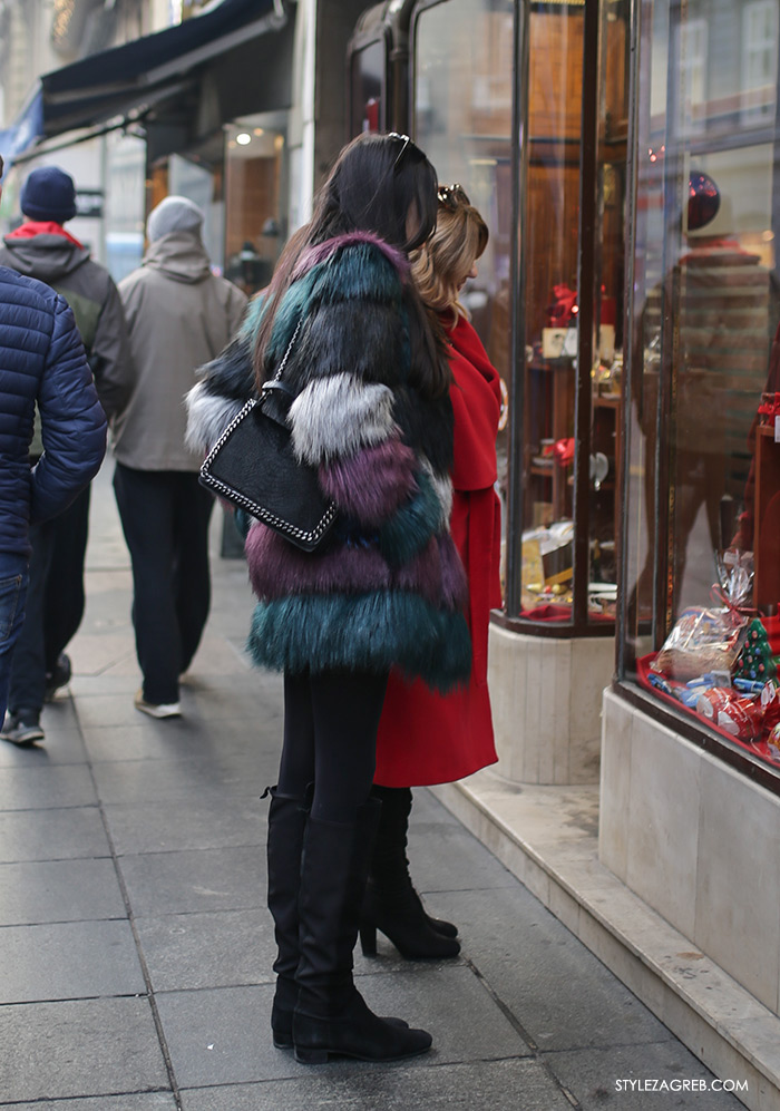 Style Zagreb street style zimska ulična moda, bundica gdje kupiti, faux fur coat where to buy how to wear