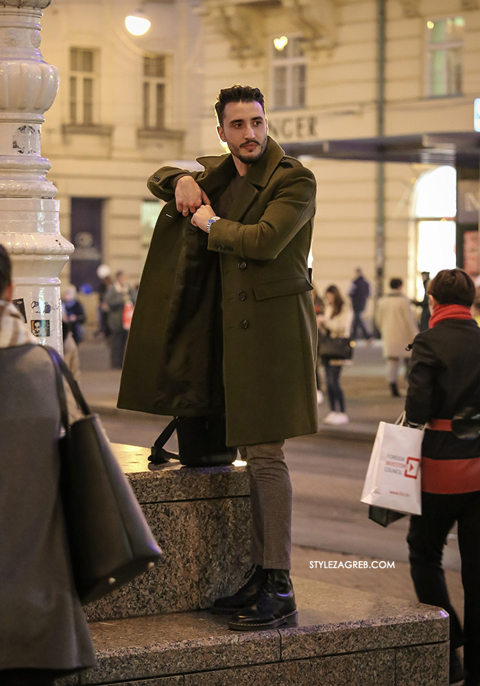 Style Zagreb, muška zimska ulična moda kaputi, street style latest men's casual guy's fashion, overcoat jacket street style men, sneakers with chinos, men street style casual 2016, white sneakers adidas, dude pics, how to wear overcoat mens fashion Gucci loafers, Acne Studios, J.CREW, COS, Hardy Amies, Burberry