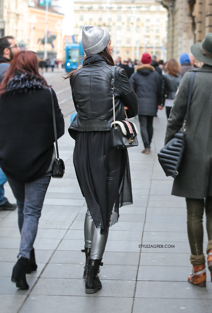 srebrna kapa, srebrne tajice, street style Zagreb Croatia zagrebačka špica subota zimska moda žene hr Valentinovo, što odjenuti, 