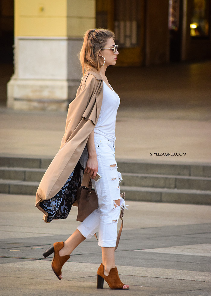 street style Zagreb Hrvatska spring fashion hr Croatia žena hr ulična moda najnovije slike špica tourist in Zagreb what to wear trench white jeans Brigita Siništaj Instagram Facebook