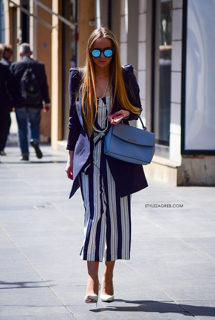 zagrebačka špica proljetna moda street style kako nositi prugaste suknja-hlače metalik naočale i bijele cipele
