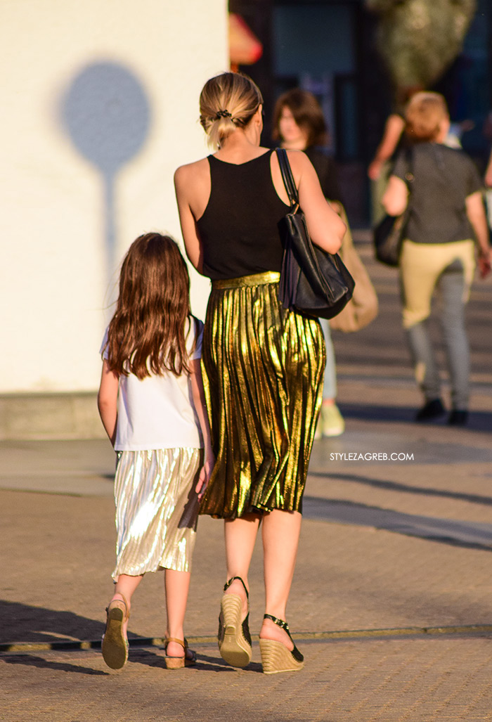 street style zagreb špica ljetna moda mama i kći u metalik suknjama