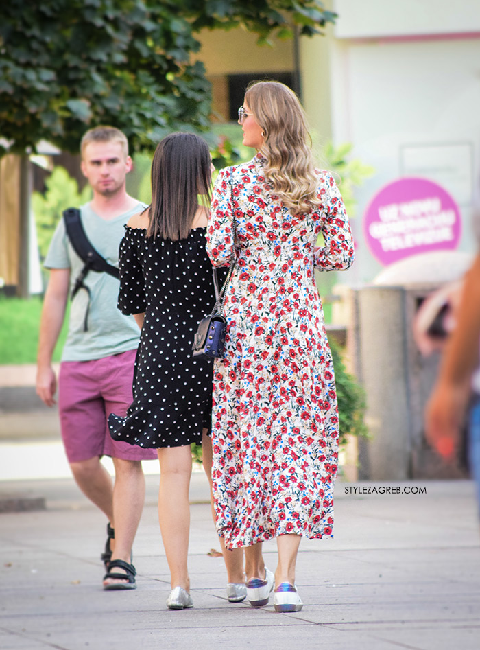 Ženska moda špica street style Zagreb kolovoz 2017 cvjetasta maksi haljina