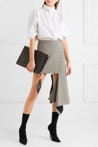 Balenciaga - Asymmetric Checked Wool-blend Mini Skirt