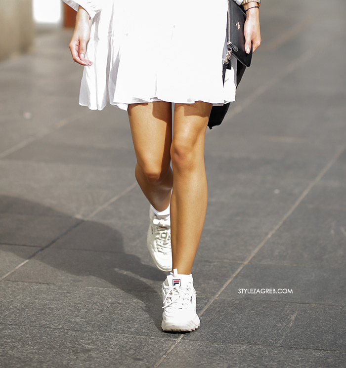 street style Melissa Ivana Strkalj Instagram moda jesen bijele retro Fila Disruptor tenisice 90te
